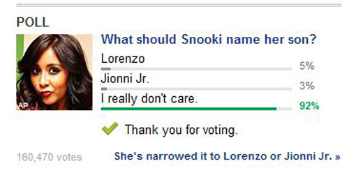 This poll about what Snooki should name her child. 