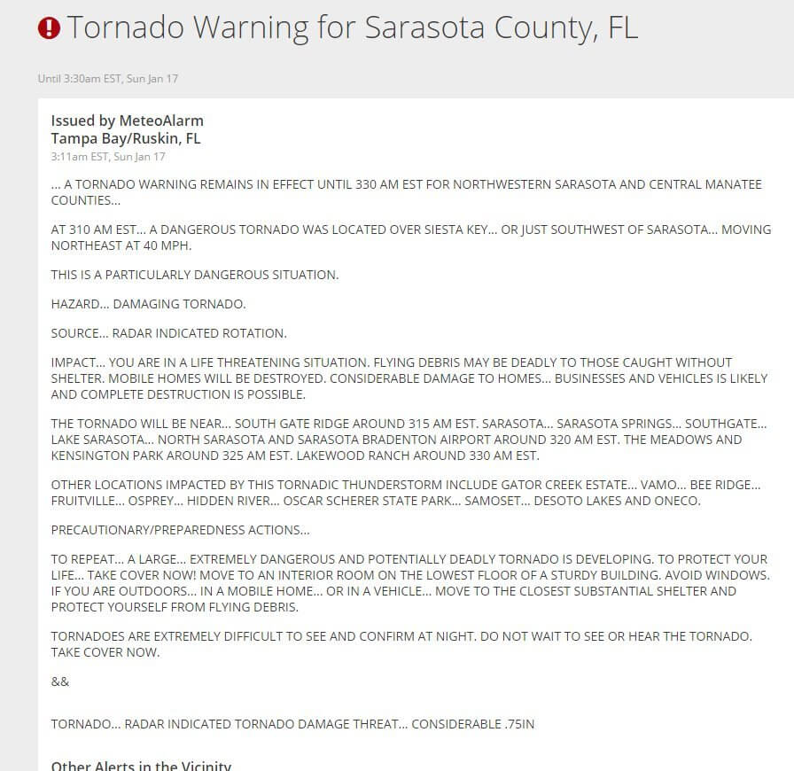 Tornado warning were issued as this energy signature hit Florida: