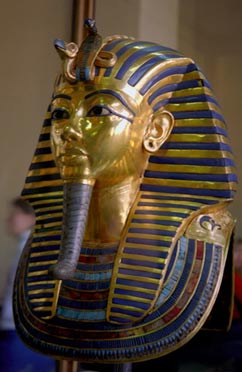 The Royal Cobra (Uraeus) on the mask of Tutankhamun represented a protector goddess, and not a curse. (Wikipedia)