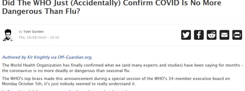 Did The WHO Just (Accidentally) Confirm COVID Is No More Dangerous Than Flu?