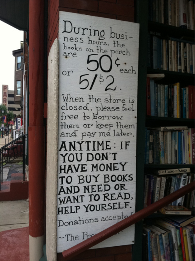 This sign at an awesome bookshop. 