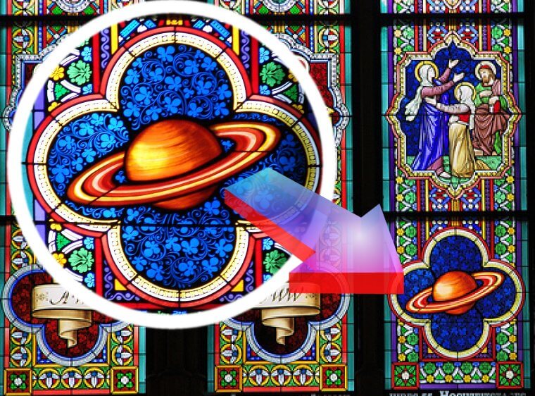 The Cologne Cathedral in Innenstadt, Cologne, Germany clearly shows Saturn on their stained glass window: