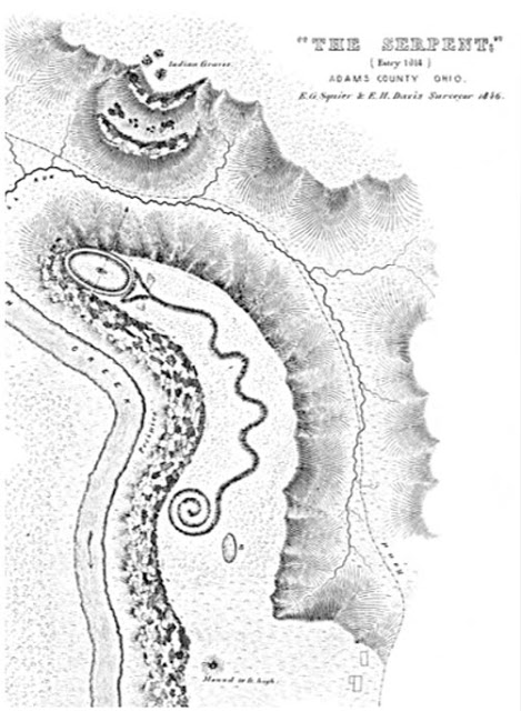 Figure 4: Serpent Mound survey by Squire and Davis.