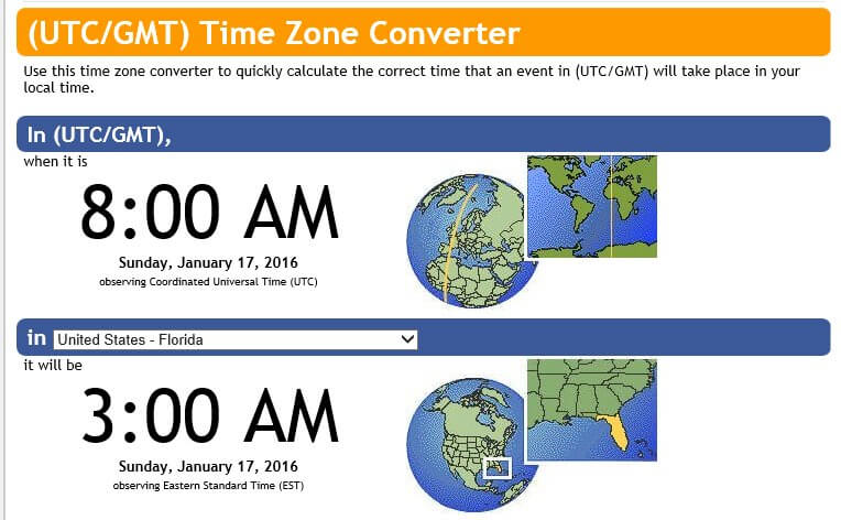 The event occurred at 8AM UTC, which is 3AM Eastern in Florida.