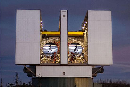 The Vatican's L.U.C.I.F.E.R. Telescope (eerie acronym for Large Binocular Telescope Near-infrared Utility with Camera and Integral Field Unit for Extragalactic Research), Mount Graham, AZ; 10,470 feel above sea level