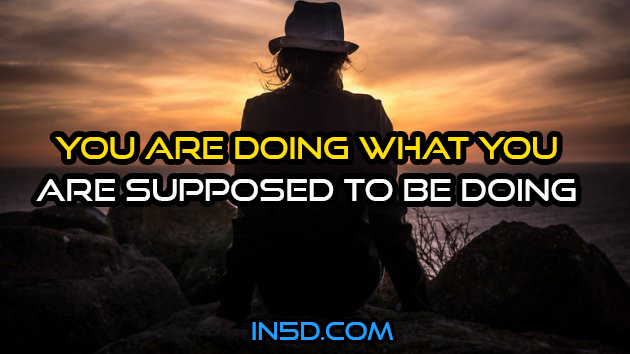 You Are Doing What You Are Supposed To Be Doing