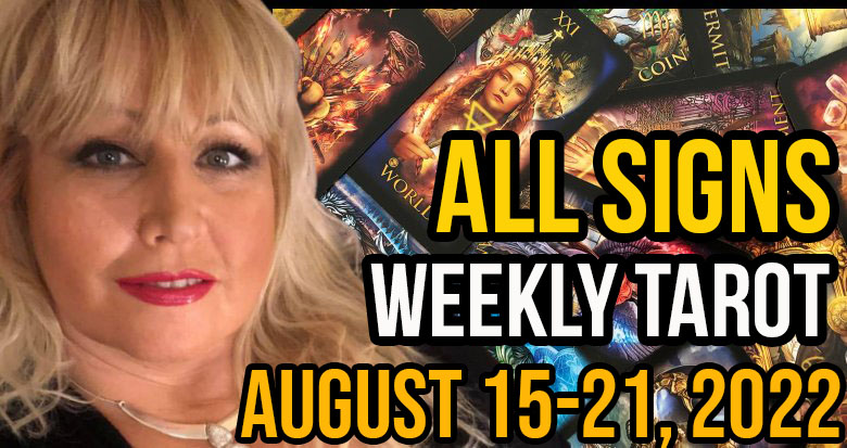 Weekly Tarot Card Reading August 15-21, 2022 by Alison Prescott All Signs #tarot #zodiac PsychicAlly Ali Prescott gives you free step by step weekly tarot predictions linked to Finance and Love for the Beginning, Middle and End of this week.